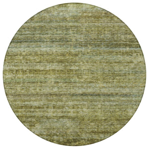 Homeroots 3' Stylish Olive Green And Brown Striped Washable Rug For Indoor And Outdoor Spaces, Durable Design 8' Round Polyester 605622