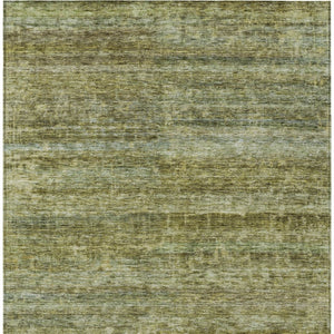 Homeroots 3' Stylish Olive Green And Brown Striped Washable Rug For Indoor And Outdoor Spaces, Durable Design 9' X 12' Polyester 605624