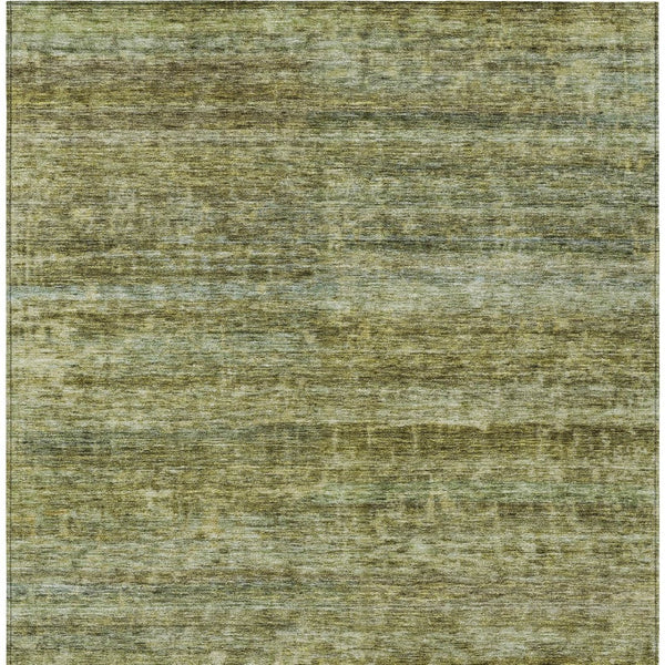 Homeroots 3' Stylish Olive Green And Brown Striped Washable Rug For Indoor And Outdoor Spaces, Durable Design 9' X 12' Polyester 605624