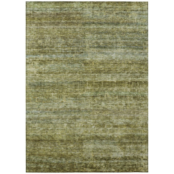 HomeRoots 9' Indoor Outdoor Area Rug - Olive Green & Brown Striped, Washable, Durable, Easy-Care Design! 605624