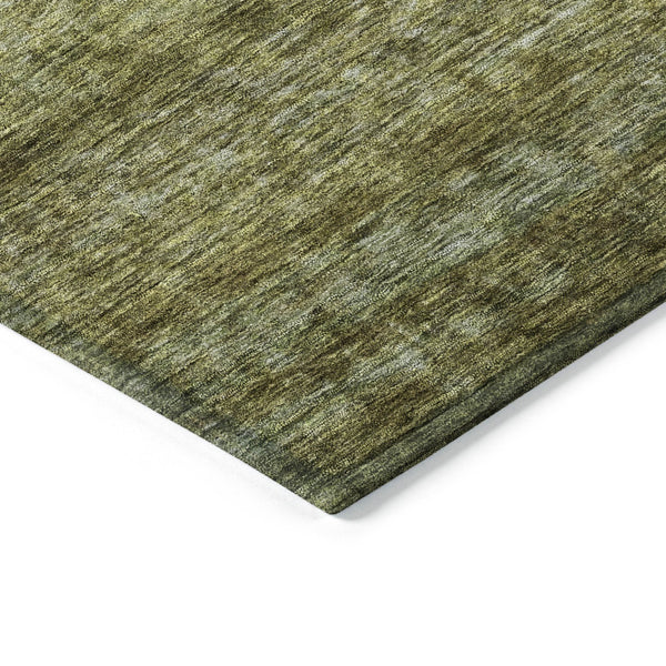 Homeroots 3' Stylish Olive Green And Brown Striped Washable Rug For Indoor And Outdoor Spaces, Durable Design 9' X 12' Polyester 605624