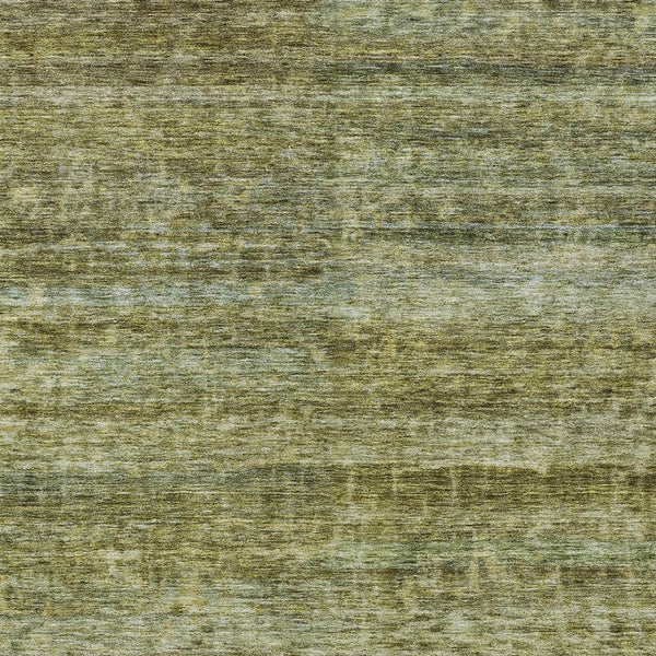 Homeroots 3' Stylish Olive Green And Brown Striped Washable Rug For Indoor And Outdoor Spaces, Durable Design 10' X 14' Polyester 605625