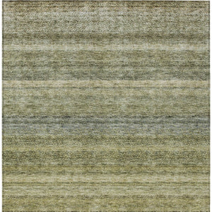 Homeroots 3' Artichoke Green And Gray Striped Washable Area Rug - Durable, Stylish For Indoor And Outdoor Use 3' X 5' Polyester 605626