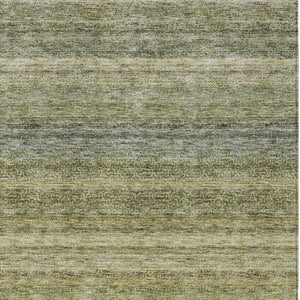 Homeroots 3' Artichoke Green And Gray Striped Washable Area Rug - Durable, Stylish For Indoor And Outdoor Use 3' X 5' Polyester 605626