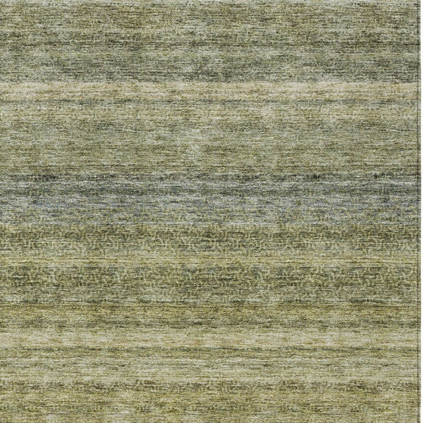 Homeroots 3' Artichoke Green And Gray Striped Washable Area Rug - Durable, Stylish For Indoor And Outdoor Use 3' X 5' Polyester 605626