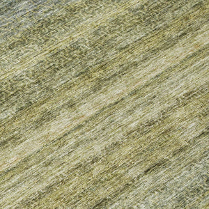 Homeroots 3' Artichoke Green And Gray Striped Washable Area Rug - Durable, Stylish For Indoor And Outdoor Use 8' Round Polyester 605628