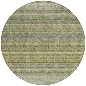 Homeroots 3' Artichoke Green And Gray Striped Washable Area Rug - Durable, Stylish For Indoor And Outdoor Use 8' Round Polyester 605628