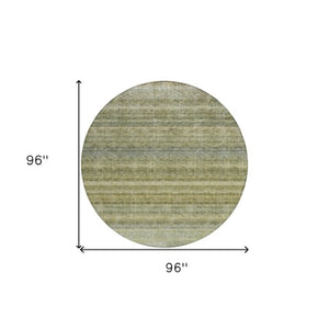 Homeroots 3' Artichoke Green And Gray Striped Washable Area Rug - Durable, Stylish For Indoor And Outdoor Use 8' Round Polyester 605628