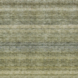 Homeroots 3' Artichoke Green And Gray Striped Washable Area Rug - Durable, Stylish For Indoor And Outdoor Use 8' X 10' Polyester 605629