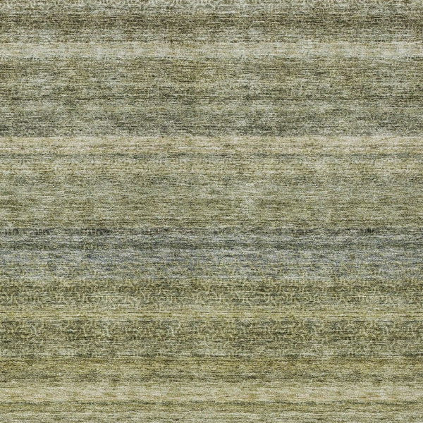 Homeroots 3' Artichoke Green And Gray Striped Washable Area Rug - Durable, Stylish For Indoor And Outdoor Use 8' X 10' Polyester 605629