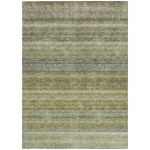 Homeroots 3' Artichoke Green And Gray Striped Washable Area Rug - Durable, Stylish For Indoor And Outdoor Use 9' X 12' Polyester 605630