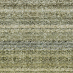 Homeroots 3' Artichoke Green And Gray Striped Washable Area Rug - Durable, Stylish For Indoor And Outdoor Use 10' X 14' Polyester 605631