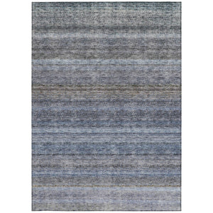 Homeroots 3' Artichoke Green And Gray Striped Washable Area Rug - Durable, Stylish For Indoor And Outdoor Use 5' X 8' Polyester 605633