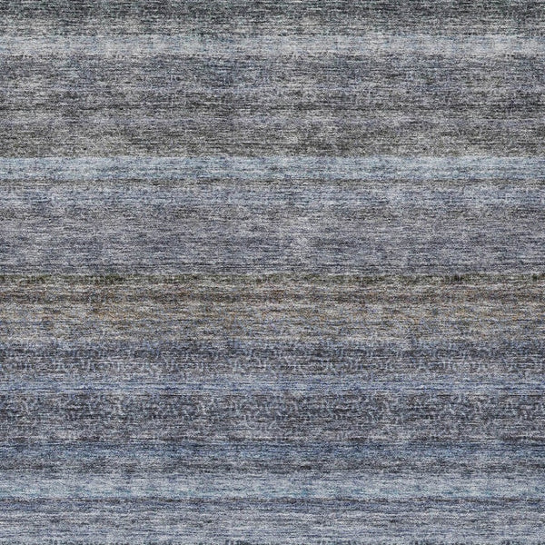 Homeroots 3' Artichoke Green And Gray Striped Washable Area Rug - Durable, Stylish For Indoor And Outdoor Use 5' X 8' Polyester 605633