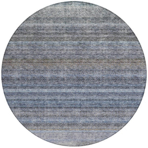 Homeroots 3' Artichoke Green And Gray Striped Washable Area Rug - Durable, Stylish For Indoor And Outdoor Use 8' Round Polyester 605634