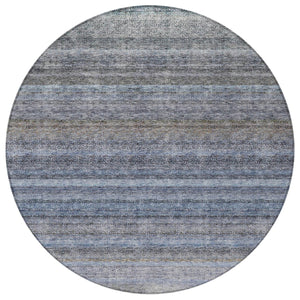 Homeroots 3' Artichoke Green And Gray Striped Washable Area Rug - Durable, Stylish For Indoor And Outdoor Use 8' Round Polyester 605634