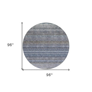 Homeroots 3' Artichoke Green And Gray Striped Washable Area Rug - Durable, Stylish For Indoor And Outdoor Use 8' Round Polyester 605634