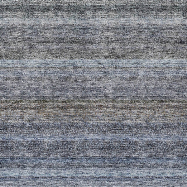 Homeroots 3' Artichoke Green And Gray Striped Washable Area Rug - Durable, Stylish For Indoor And Outdoor Use 8' X 10' Polyester 605635