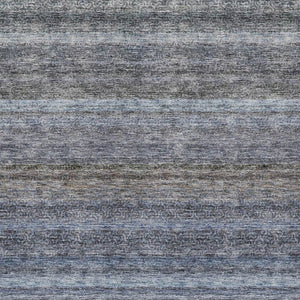 Homeroots 3' Artichoke Green And Gray Striped Washable Area Rug - Durable, Stylish For Indoor And Outdoor Use 10' X 14' Polyester 605637