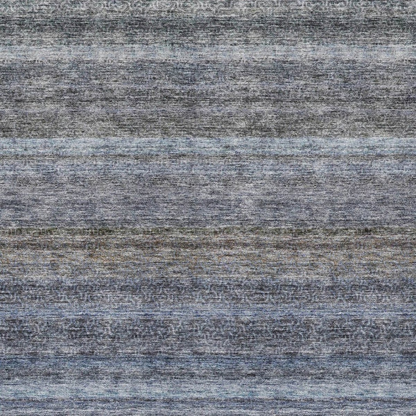 Homeroots 3' Artichoke Green And Gray Striped Washable Area Rug - Durable, Stylish For Indoor And Outdoor Use 10' X 14' Polyester 605637