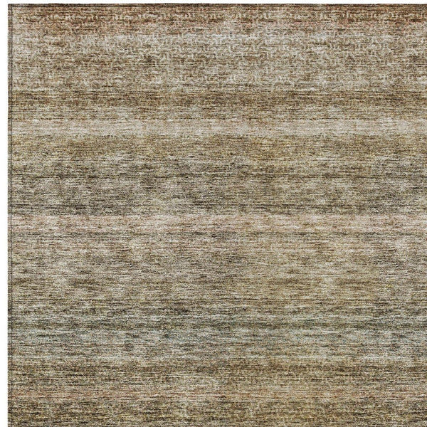 Homeroots 3' Artichoke Green And Gray Striped Washable Area Rug - Durable, Stylish For Indoor And Outdoor Use 3' X 5' Polyester 605638