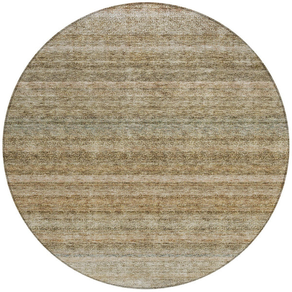 Homeroots 3' Artichoke Green And Gray Striped Washable Area Rug - Durable, Stylish For Indoor And Outdoor Use 8' Round Polyester 605640
