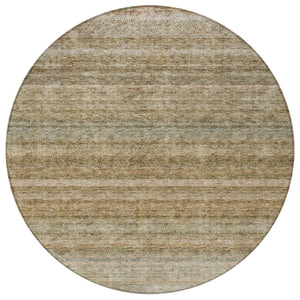 Homeroots 3' Artichoke Green And Gray Striped Washable Area Rug - Durable, Stylish For Indoor And Outdoor Use 8' Round Polyester 605640