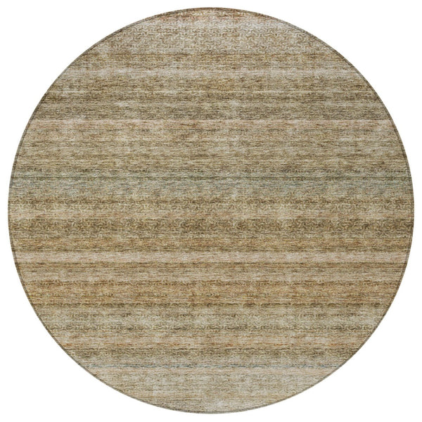 Homeroots 3' Artichoke Green And Gray Striped Washable Area Rug - Durable, Stylish For Indoor And Outdoor Use 8' Round Polyester 605640