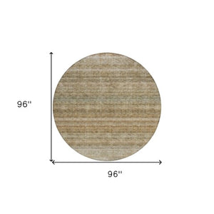 Homeroots 3' Artichoke Green And Gray Striped Washable Area Rug - Durable, Stylish For Indoor And Outdoor Use 8' Round Polyester 605640