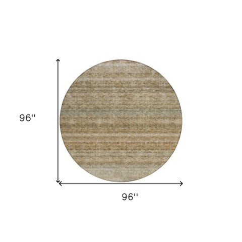 Homeroots 3' Artichoke Green And Gray Striped Washable Area Rug - Durable, Stylish For Indoor And Outdoor Use 8' Round Polyester 605640