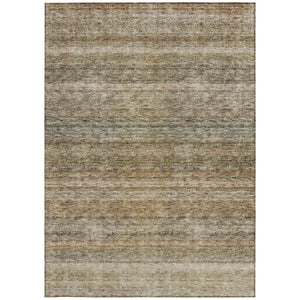 Homeroots 3' Artichoke Green And Gray Striped Washable Area Rug - Durable, Stylish For Indoor And Outdoor Use 8' X 10' Polyester 605641