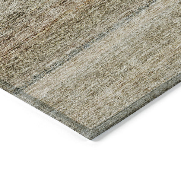 Homeroots 3' Artichoke Green And Gray Striped Washable Area Rug - Durable, Stylish For Indoor And Outdoor Use 8' X 10' Polyester 605641