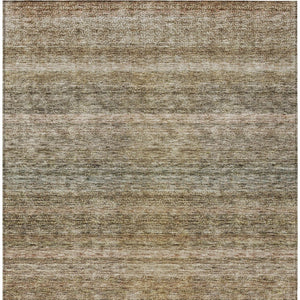 Homeroots 3' Artichoke Green And Gray Striped Washable Area Rug - Durable, Stylish For Indoor And Outdoor Use 10' X 14' Polyester 605643