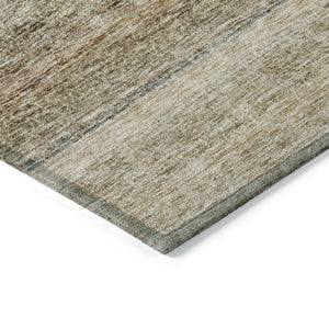 Homeroots 3' Artichoke Green And Gray Striped Washable Area Rug - Durable, Stylish For Indoor And Outdoor Use 10' X 14' Polyester 605643