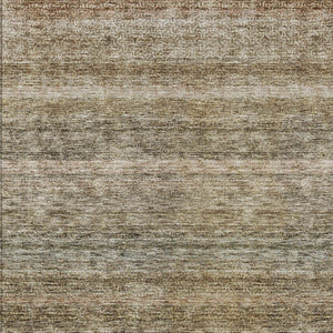 Homeroots 3' Artichoke Green And Gray Striped Washable Area Rug - Durable, Stylish For Indoor And Outdoor Use 10' X 14' Polyester 605643