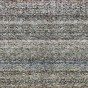 Homeroots 3' Artichoke Green And Gray Striped Washable Area Rug - Durable, Stylish For Indoor And Outdoor Use 3' X 5' Polyester 605644