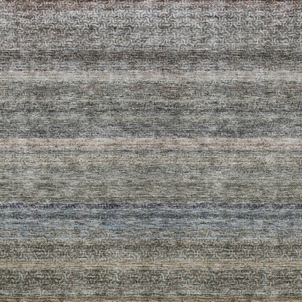 Homeroots 3' Artichoke Green And Gray Striped Washable Area Rug - Durable, Stylish For Indoor And Outdoor Use 3' X 5' Polyester 605644