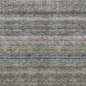 Homeroots 3' Artichoke Green And Gray Striped Washable Area Rug - Durable, Stylish For Indoor And Outdoor Use 8' X 10' Polyester 605647