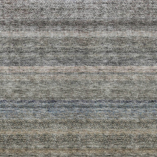 Homeroots 3' Artichoke Green And Gray Striped Washable Area Rug - Durable, Stylish For Indoor And Outdoor Use 8' X 10' Polyester 605647