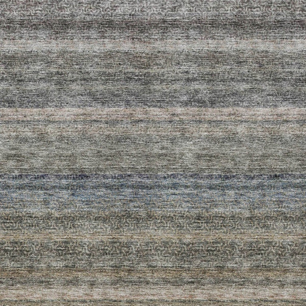 Homeroots 3' Artichoke Green And Gray Striped Washable Area Rug - Durable, Stylish For Indoor And Outdoor Use 9' X 12' Polyester 605648