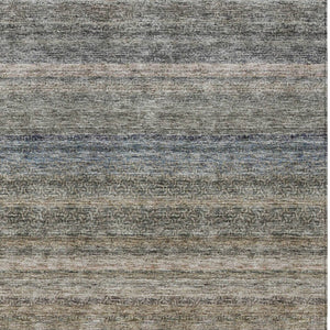 Homeroots 3' Artichoke Green And Gray Striped Washable Area Rug - Durable, Stylish For Indoor And Outdoor Use 10' X 14' Polyester 605649