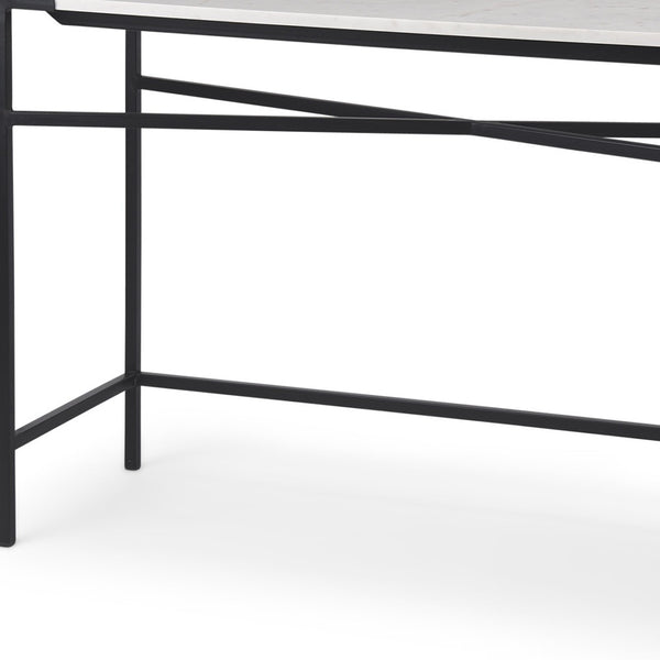Homeroots 50" White And Black Marble Console Table - Elegant Metal Frame For Stylish Home Décor & Versatility   605650
