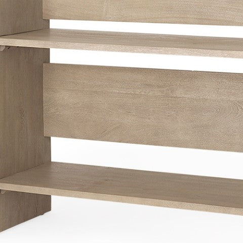 Homeroots 76" Light Gray Solid Wood Console Table With Shelf - Elegant, Distressed Design For Any Room   605651