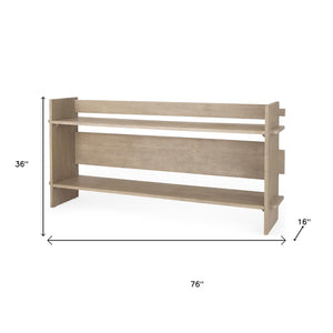 Homeroots 76" Light Gray Solid Wood Console Table With Shelf - Elegant, Distressed Design For Any Room   605651