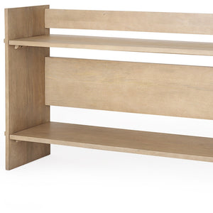 Homeroots 76" Solid Wood Sled Console Table In Natural & Brown – Stylish, Versatile With 2 Shelves For Any Room   605652