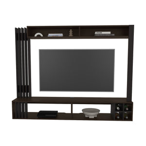 English Elm Bremmen Walnut Entertainment Center with Open Shelves, TV Panel & Hidden Storage for Living Room B200S00443