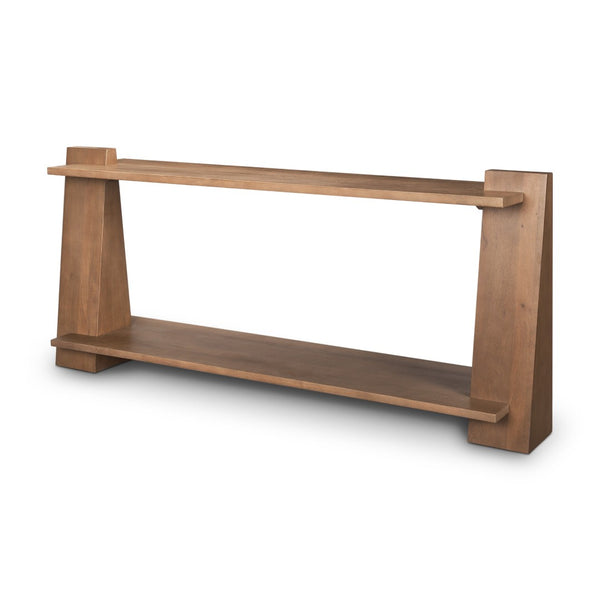 HomeRoots 67" Brown Solid Wood Console Table - Stylish Entryway Furniture with Sculptural Base & Versatile Use 605656