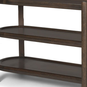 Homeroots 80" Dark Brown Solid Wood Oval Console Table With Six Legs & Two Practical Shelves For Any Room   605657