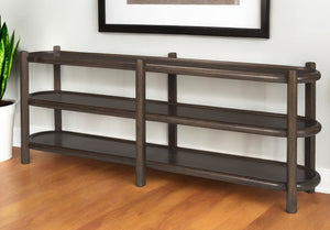 Homeroots 80" Dark Brown Solid Wood Oval Console Table With Six Legs & Two Practical Shelves For Any Room   605657