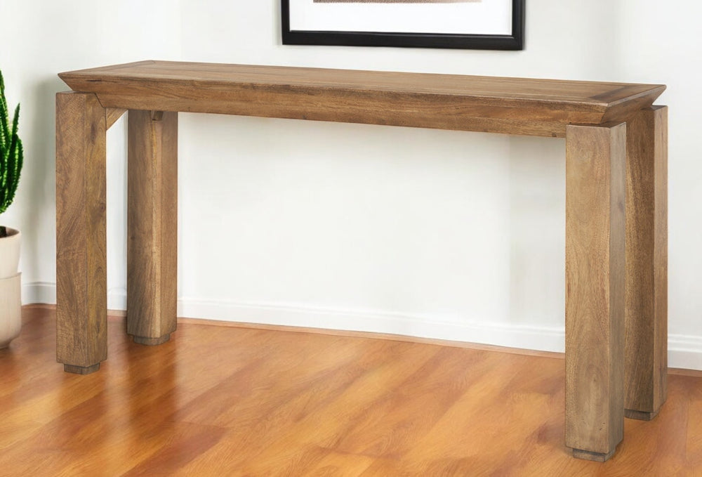 Homeroots 60" Brown Solid Wood Console Table - Versatile Storage & Display For Any Room, Classic Design   605658